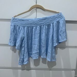 Light Blue Off the Shoulder Top